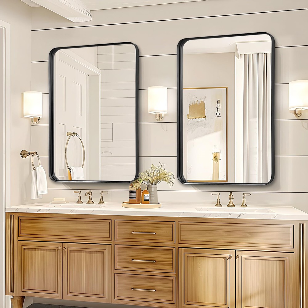 Bathroom Mirror for Over Sink - 24x32 Inch Rectangle Black Framed Mirror for ...