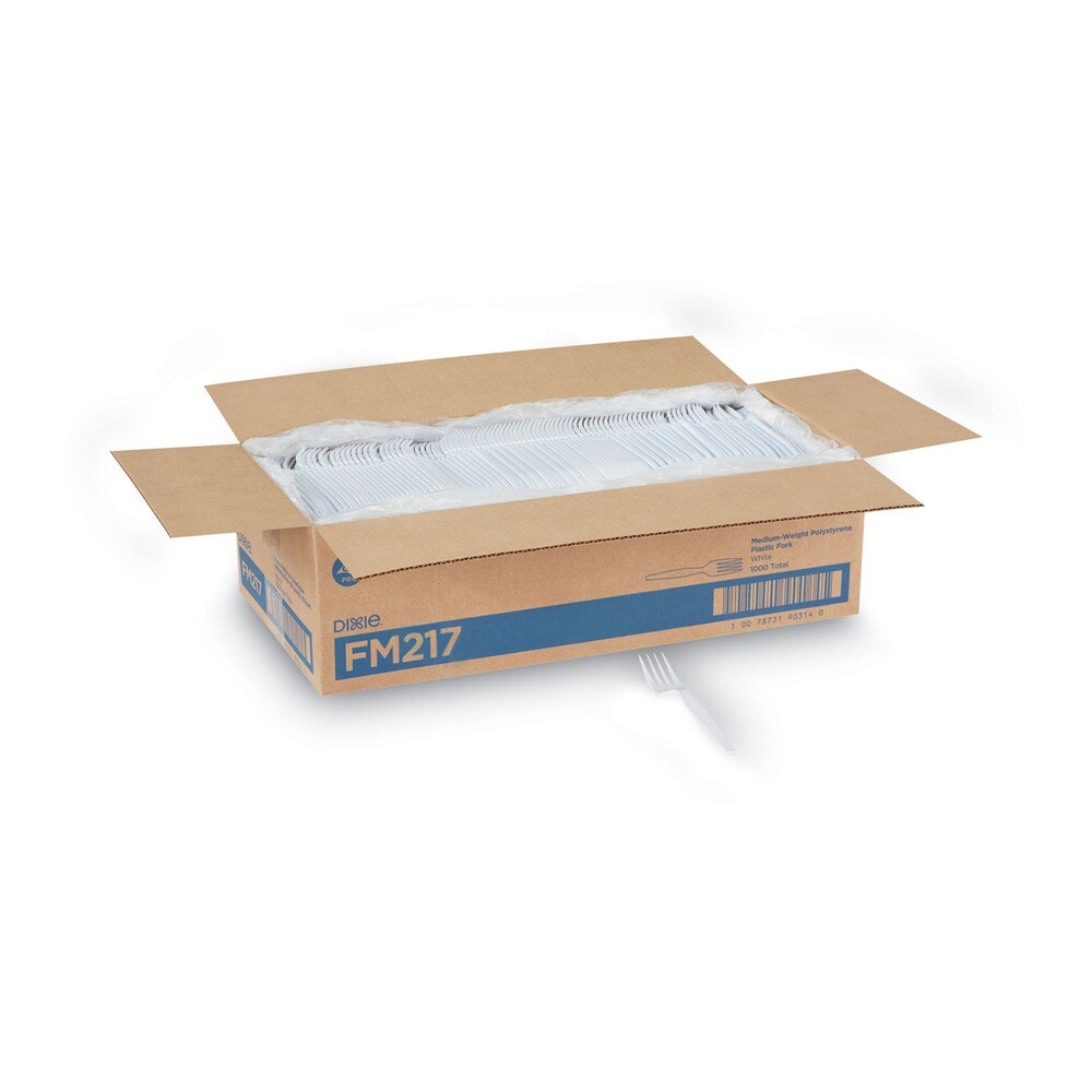 Dixie FM217 Heavy Mediumweight Plastic Fork - White (1000/Carton) New