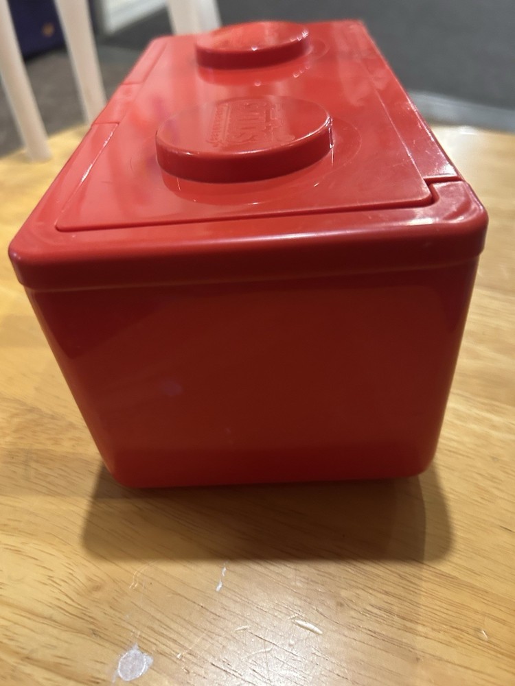 VINTAGE CHUBS BABY WIPES CONTAINER RED STACKABLE LID IS ATTACHED & WORKS SEE