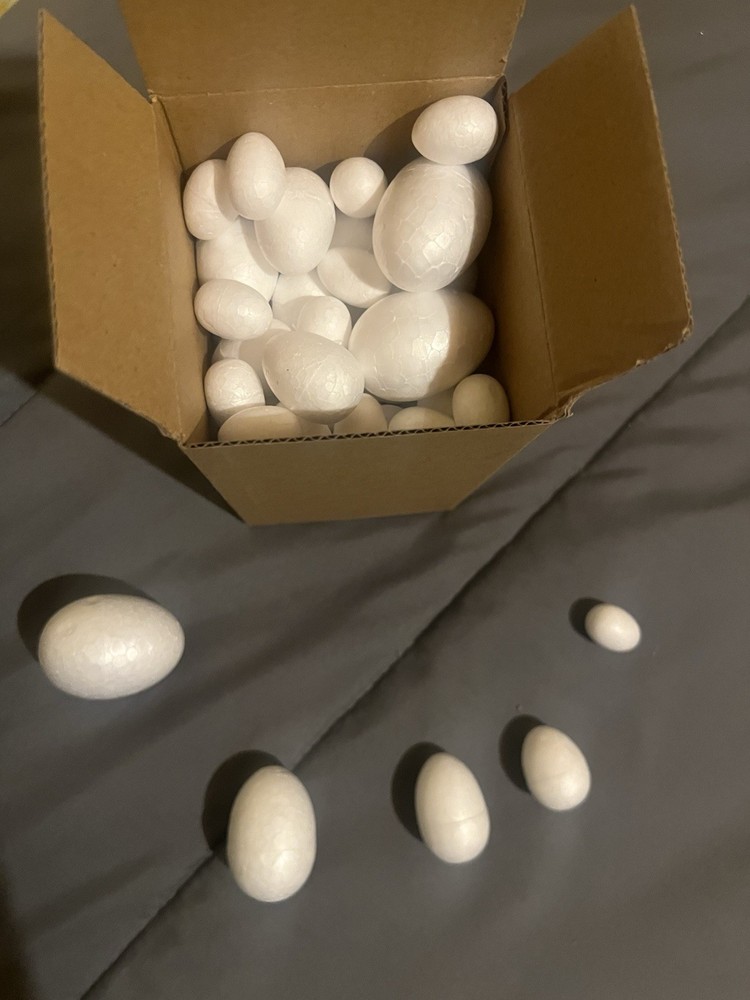 Assorted Sizes Foam Eggs For Crafting, Easter, 58 Count, 3/4” to 2.25” in height