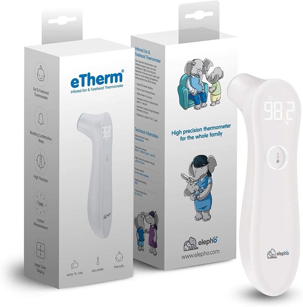 Elepho eTherm Infrared Thermometer - Ear & Forehead - Fast 1s Reading