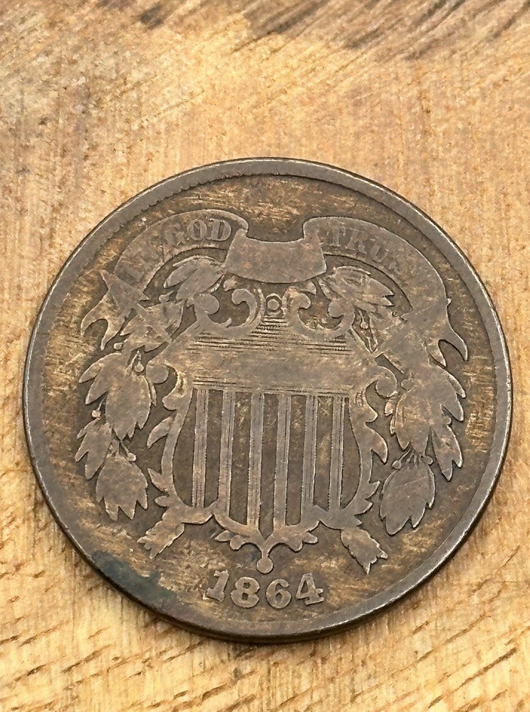 1864 Large Motto Copper Two Cent Piece 2C #6264