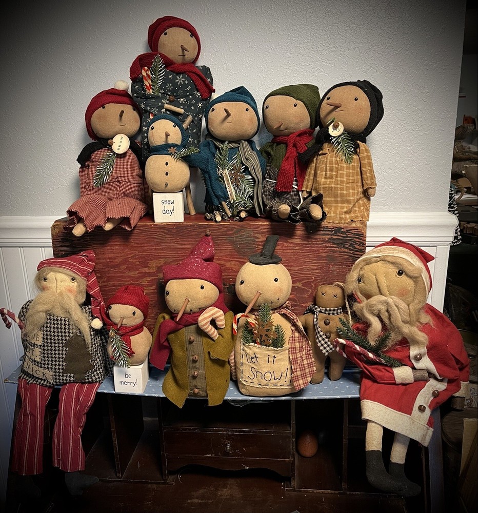 Primitive Christmas Grubby Primitive Distressed Faceless Prairie Rag Doll GP