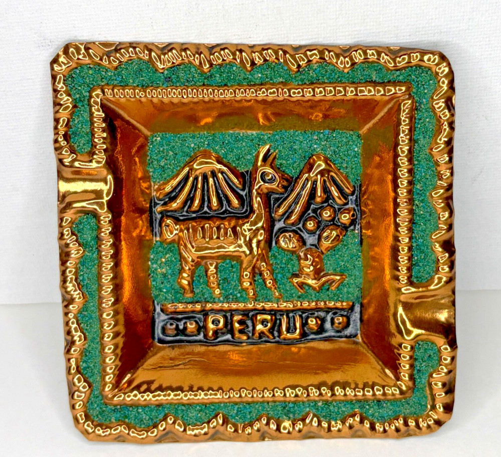 Peruvian Copper Ashtray Wall Decor Llama Design (Per-022)
