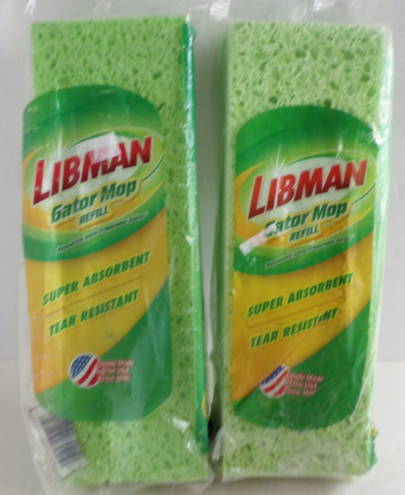 2 Libman Gator Mop Refills Super Absorbent Tear Resistant 03021