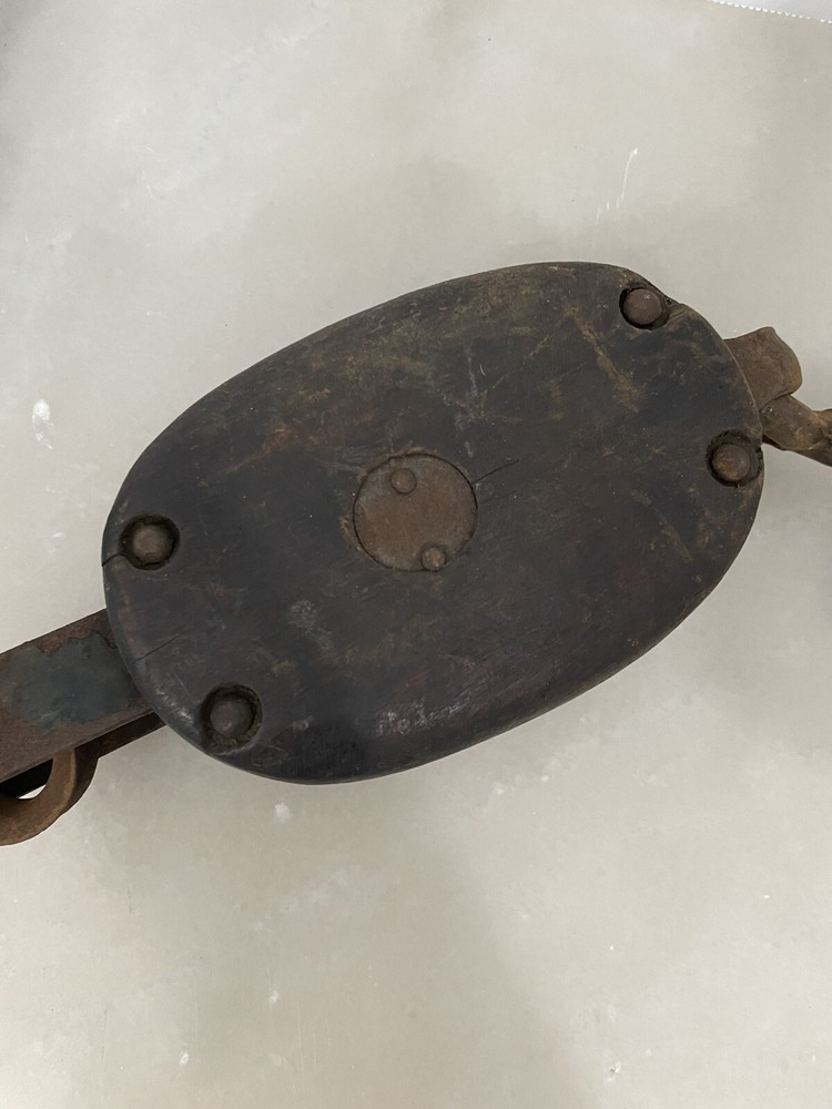 Antique Wood And Iron Pulley