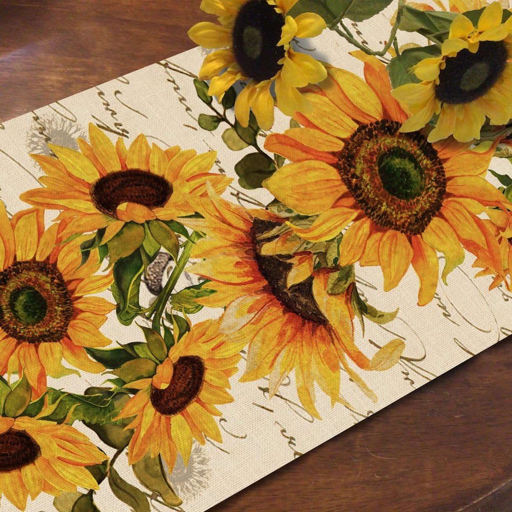 Seliem Fall Sunflowers Table Runner, Runner 13''X72'',