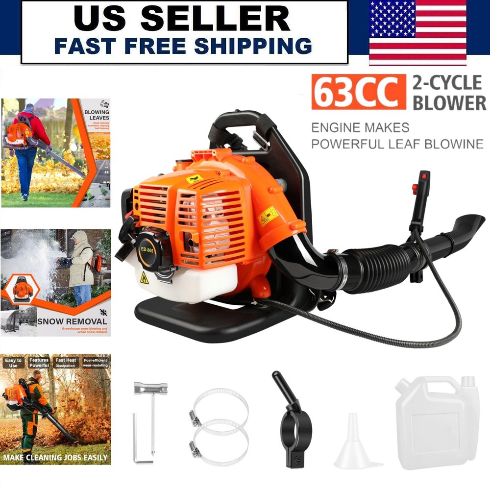 ✅Backpack Gas Leaf Blower Gasoline Snow Blower 650 CFM 63CC 3HP 2-Stroke Engine