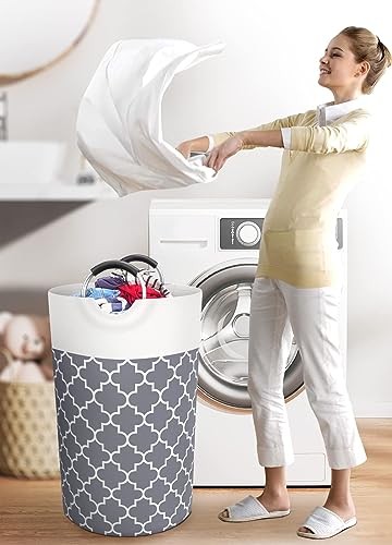 Large Laundry Basket Laundry Hamper Bag Washing Bin Clothes Bag 82L Grey