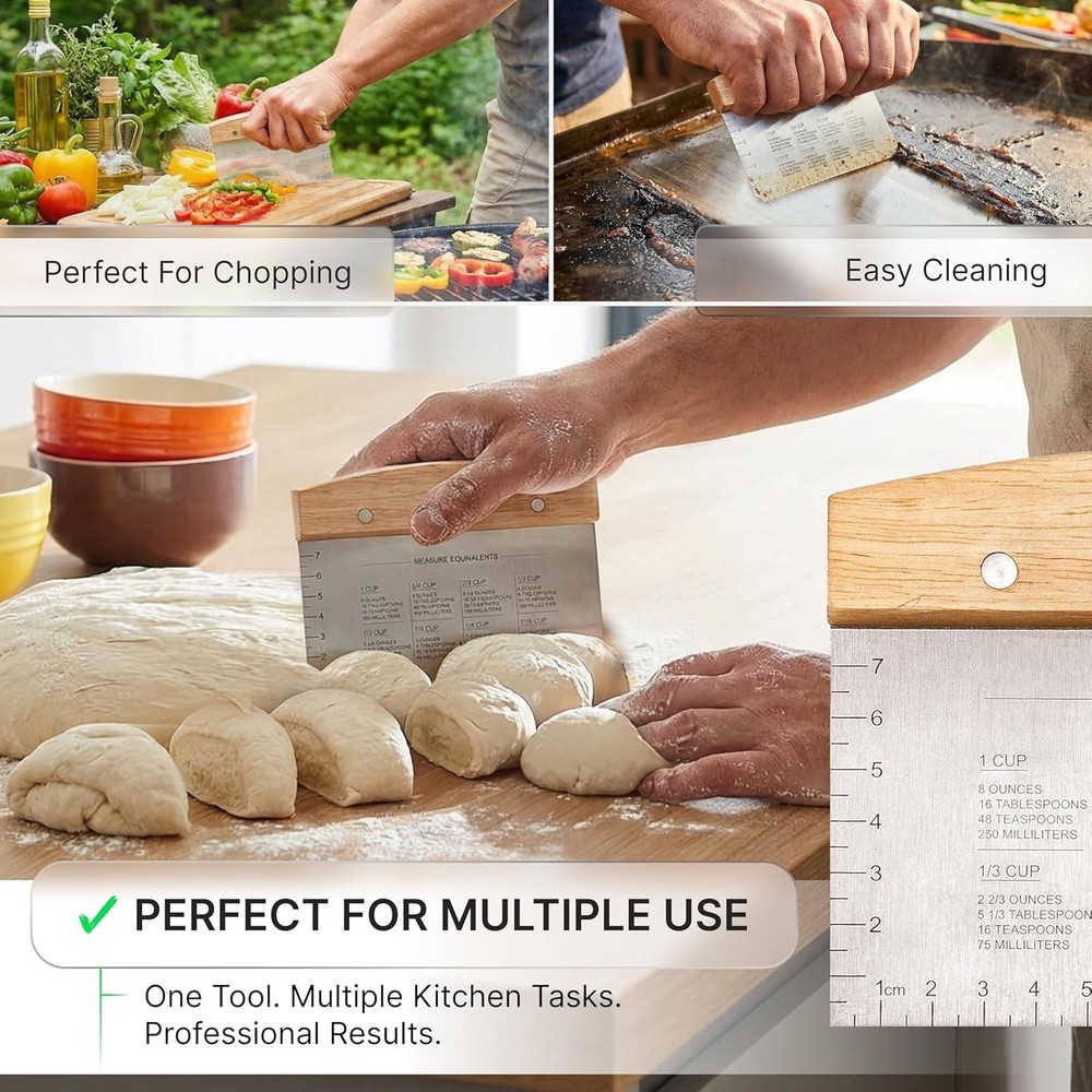 Heavy-Duty Bench Scraper - Triangular Stainless Steel Tool for Precise Cooking