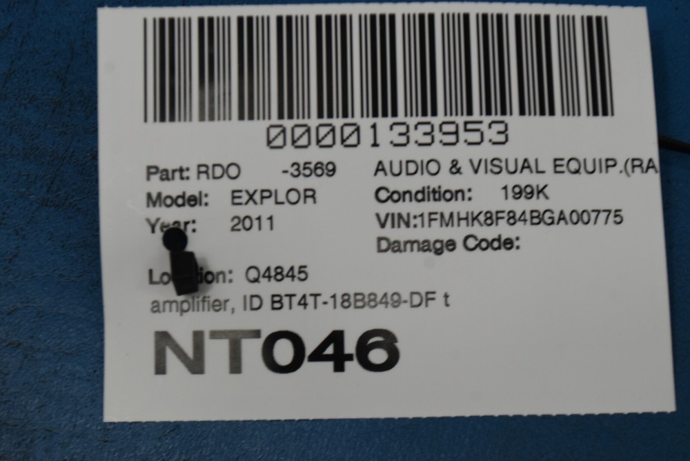 2011-2012 FORD EXPLORER AMP AMPLIFIER AUDIO OEM BT4T18B849DF