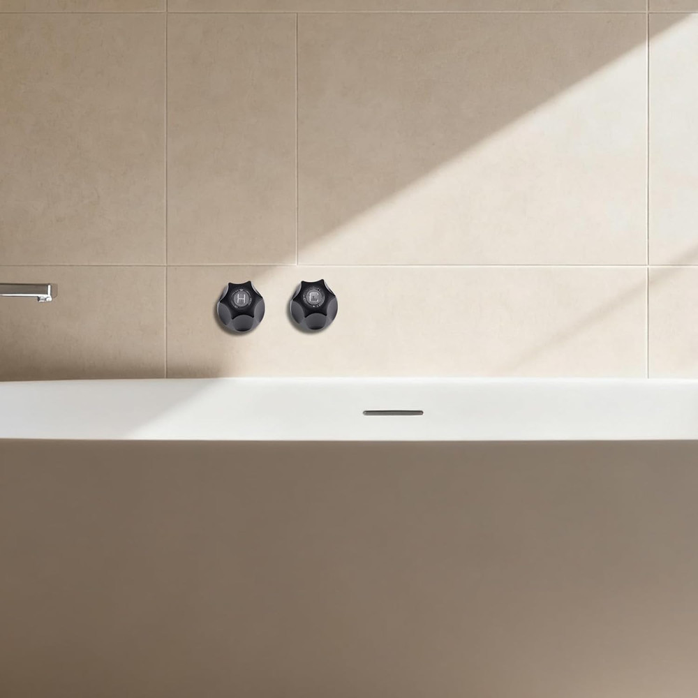 2Pcs Shower Knobs Replacement Kit, Matte Black Shower Knobs Include Base Connect