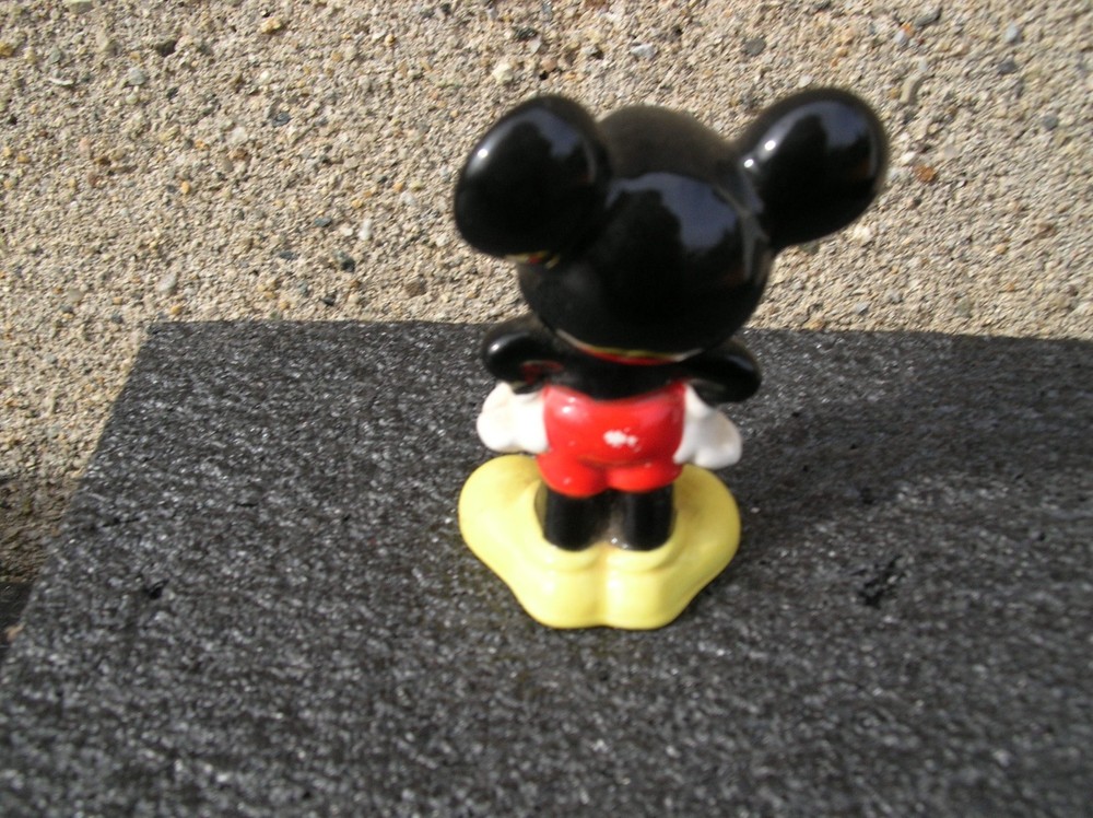 Walt Disney Productions Mickey Mouse & Pluto 3" Ceramic Figures Japan Used