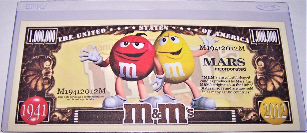 M&M's Million Dollar Novelty Banknote as pictured