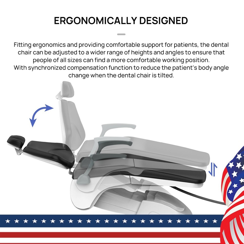 Dental Unit Chair Computer Controlled DC Motor Ceramic spittoon +Doctor Stool US