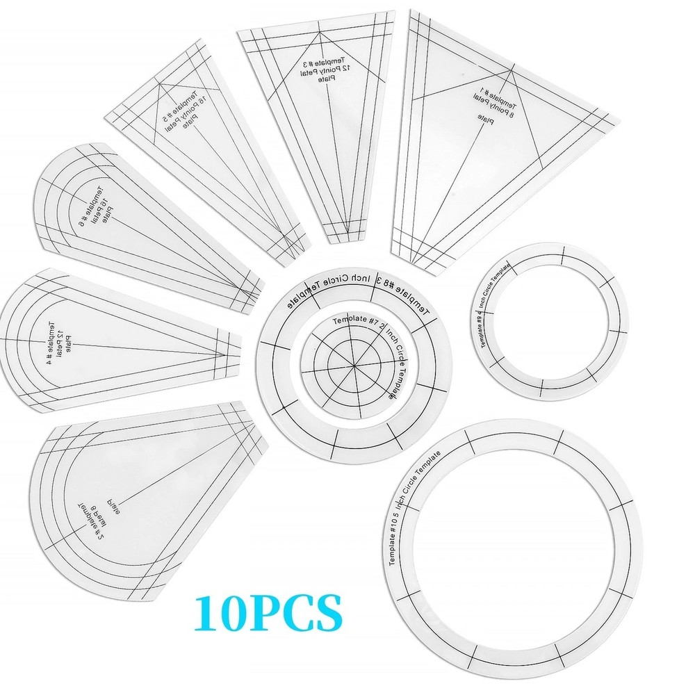 10PCS Shaped Sewing Quilting Ruler Set Creative Template Patchwork for DIY Craft
