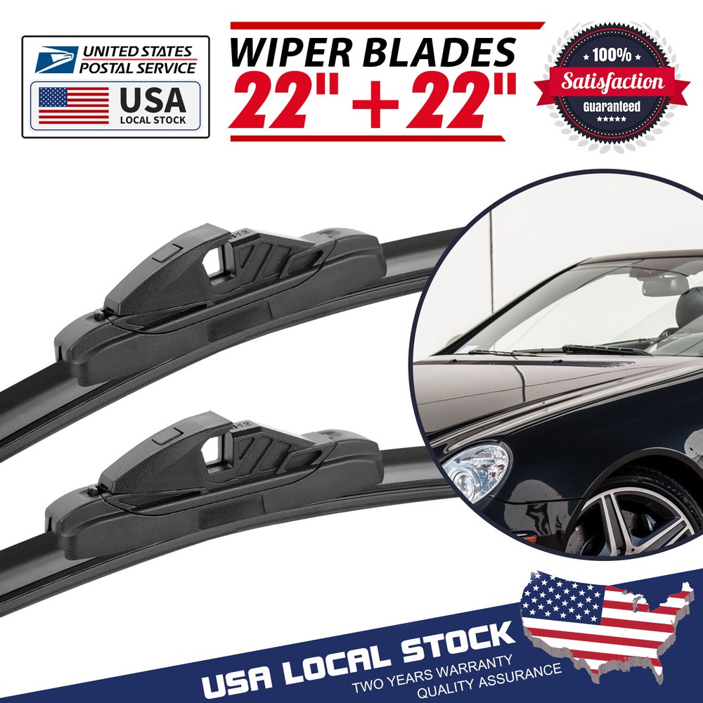 22" & 22" Bracketless FRONT OEM QUALITY Windshield Wiper Blades Hybrid Silicone