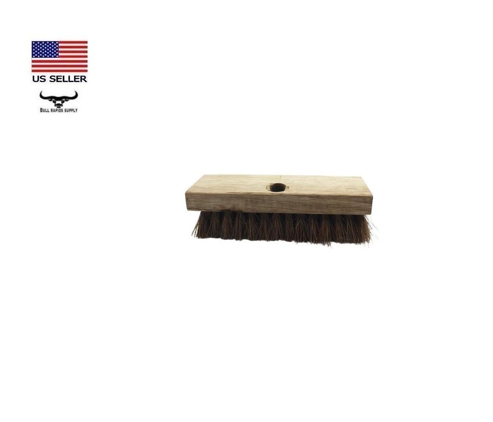 Natural Bristle Wood Deck 7.5" Scrub Brush Standard Threaded Pole Socket