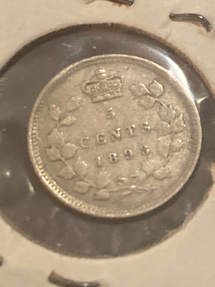 1893 Canada 5 Cents Silver Foreign Coin