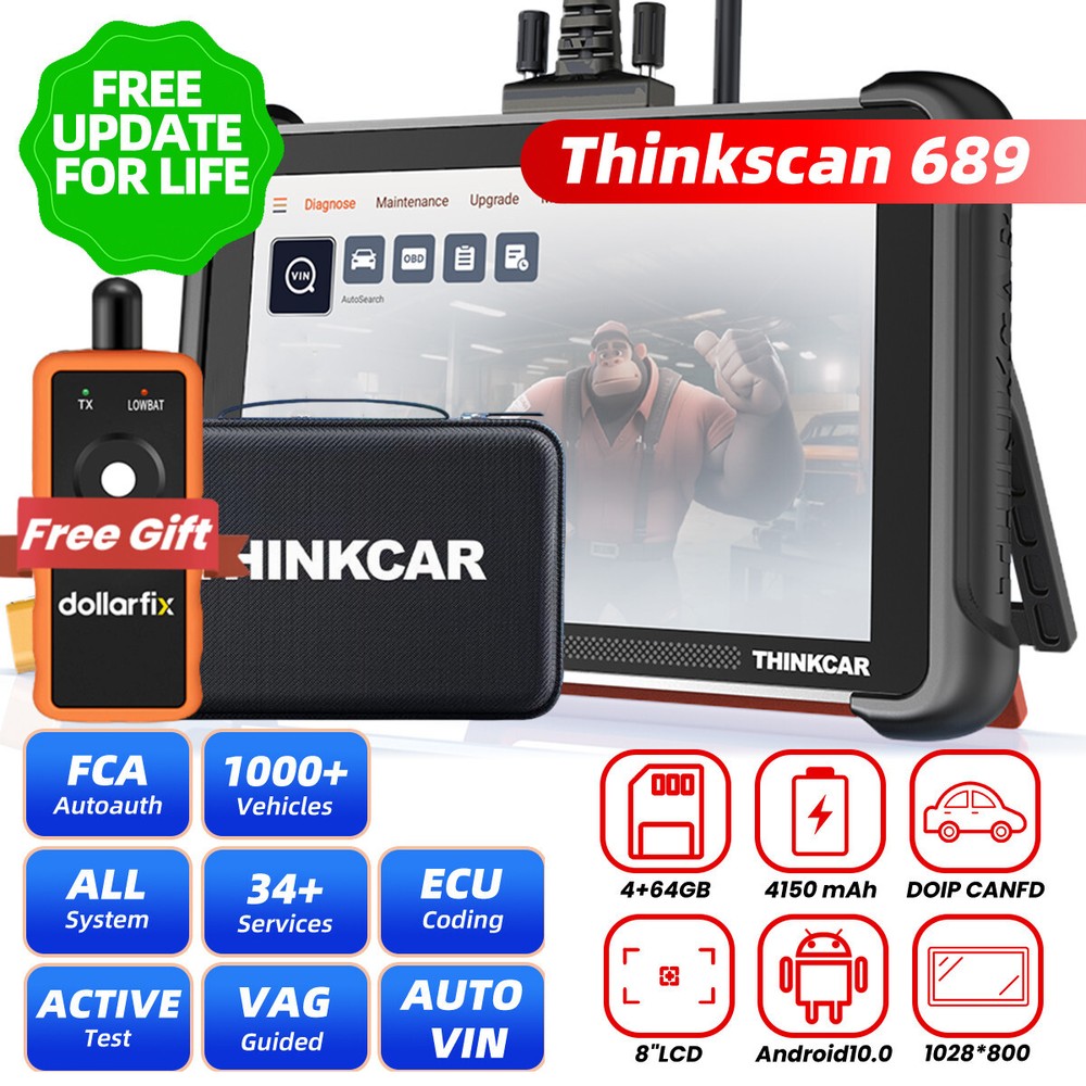 2025 ThinkScan 689 Coding Scanner Full System Diagnostic Tool Action Test+CANFD