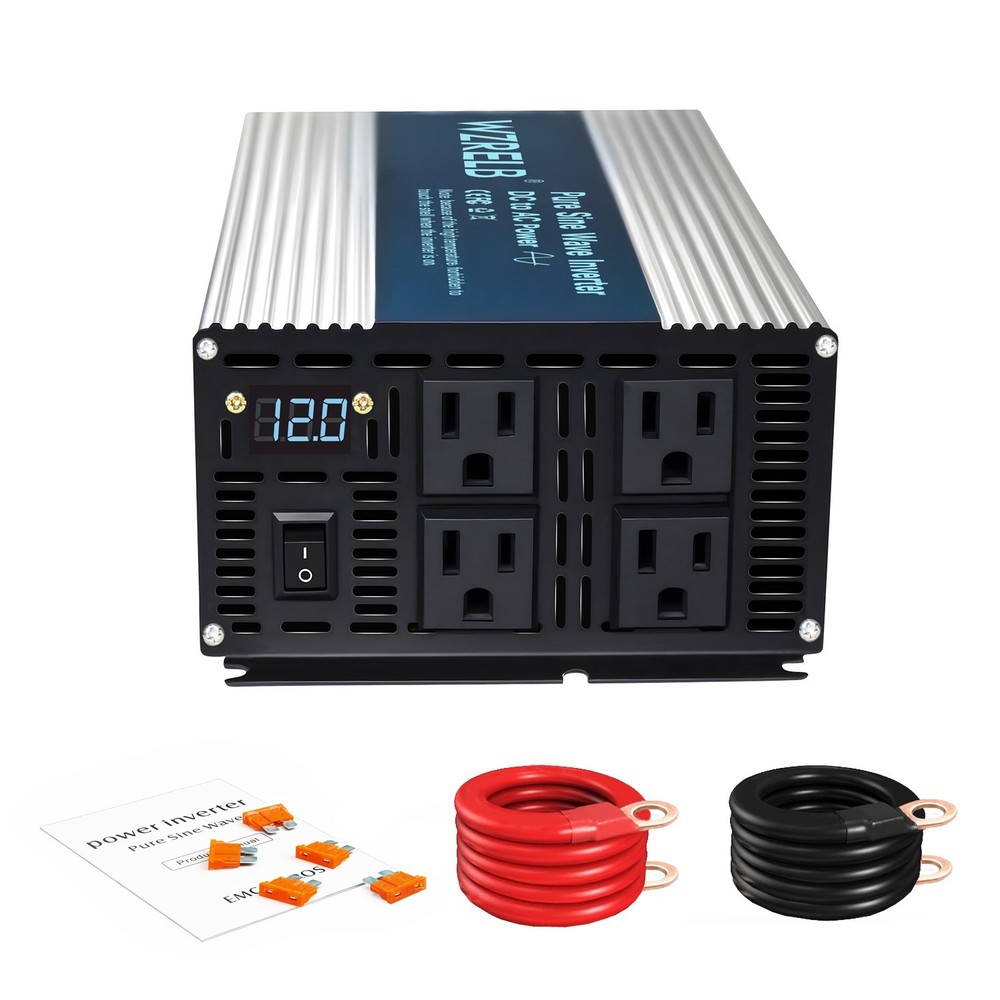 1500W Pure Sine Wave Power Inverter 12V/24V/36V48V DC to 110V/120VAC Camp RV new
