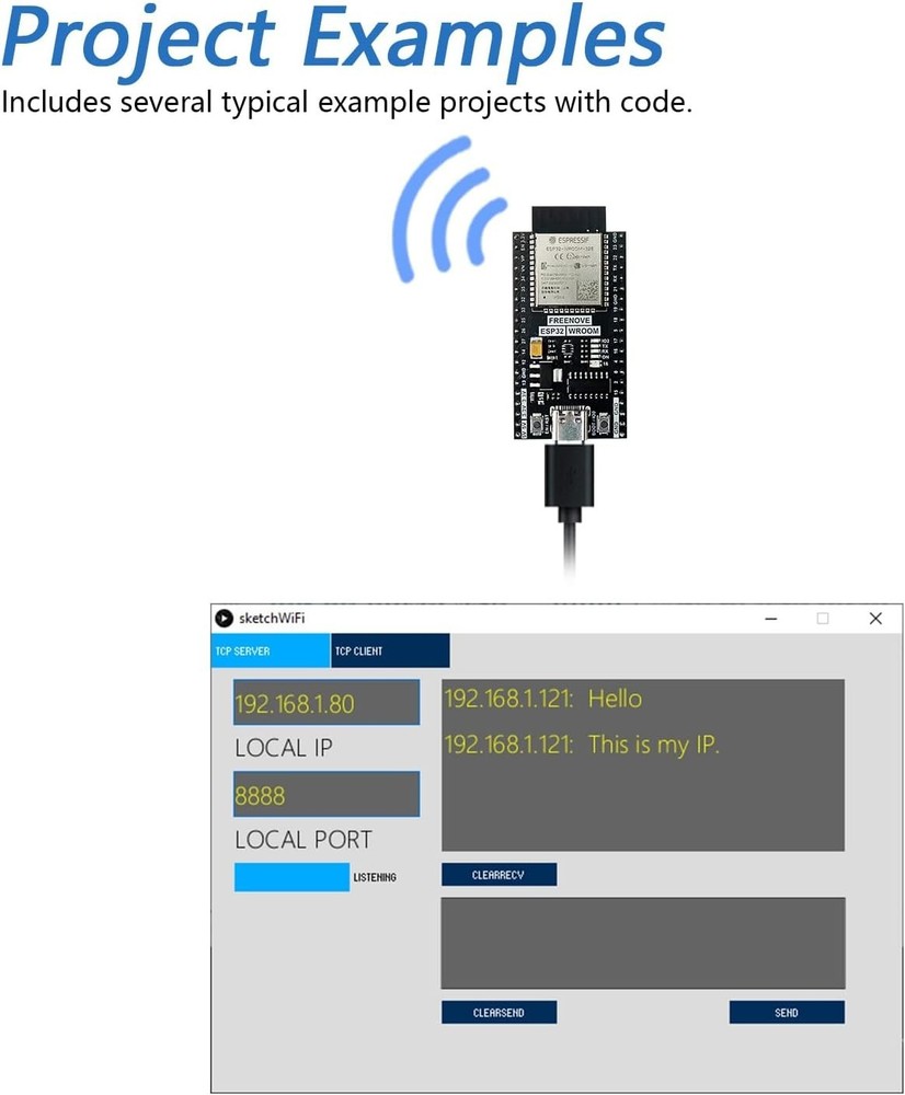 Dual-Core 32-bit ESP32 Microcontroller Kit with Wireless and Tutorials (2 Pack)