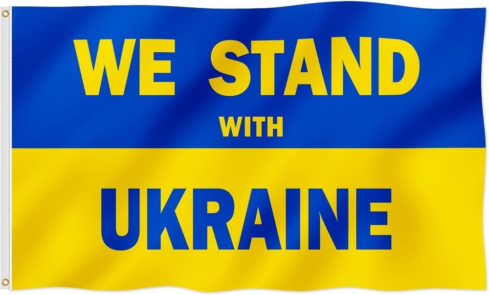 Fade-Resistant We Stand With Ukraine Flag 2x3FT - Durable Polyester with Grom...
