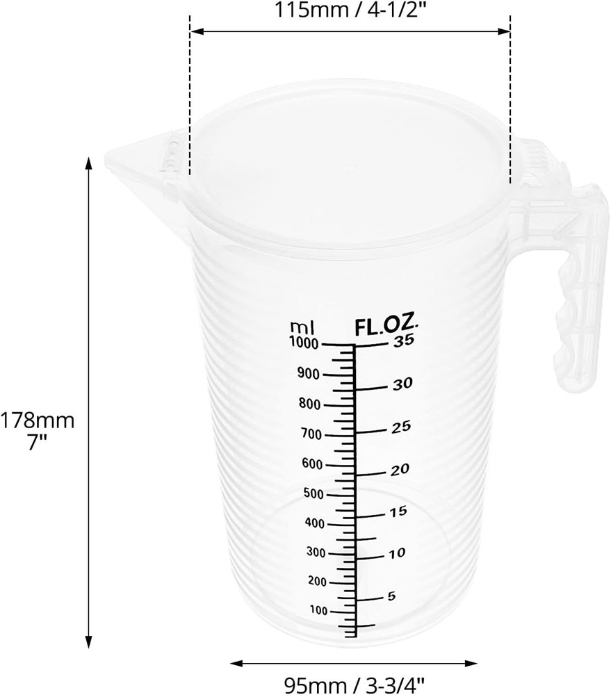 QWORK 2 Pack 32oz (1 Quart) Measuring Pitcher - Plastic, 32 ounces, Clear