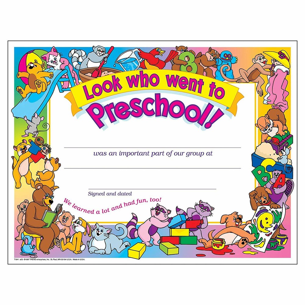Look Who Went To Preschool! Certificate (30 Pack)