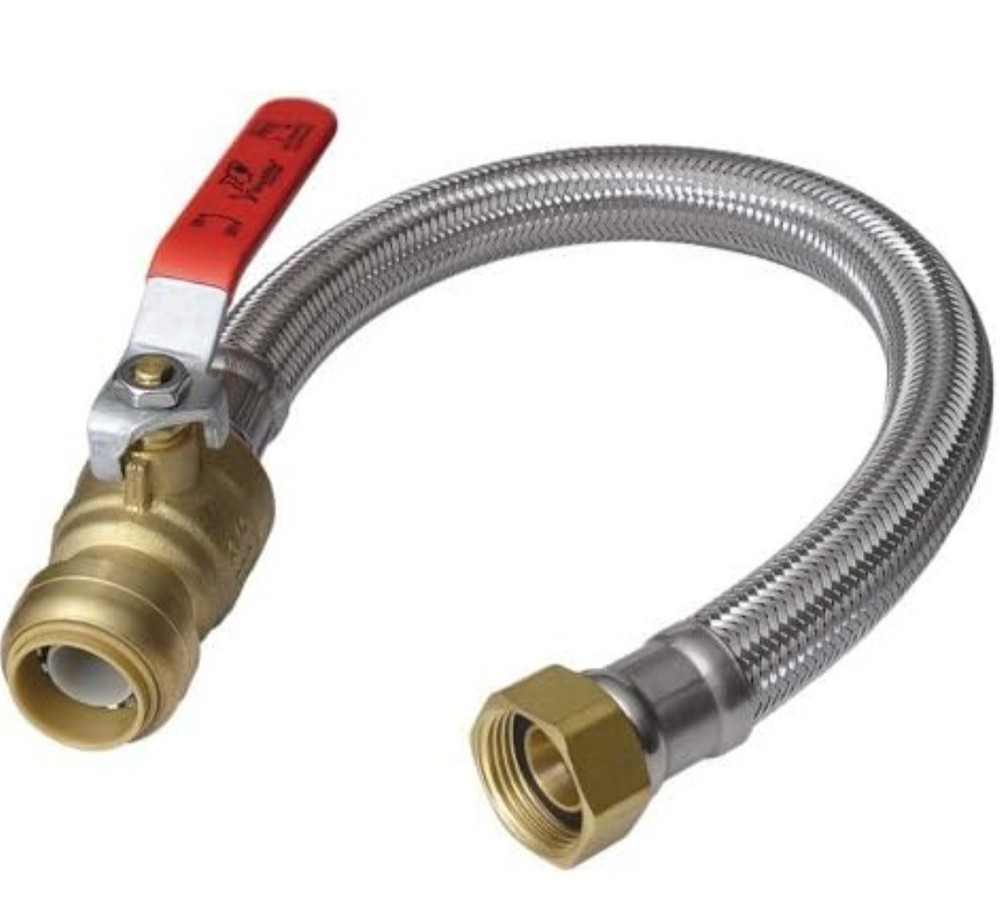 SharkBite U3088FLEX18BVLF Water Heater Connector 3/4 Ball Valve x 3/4 FIP x 18"