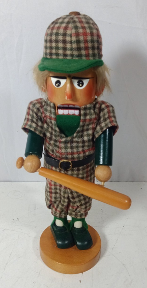 Original Steinbach Volkskunst Germany Baseball Player Nutcracker Tweed Bat