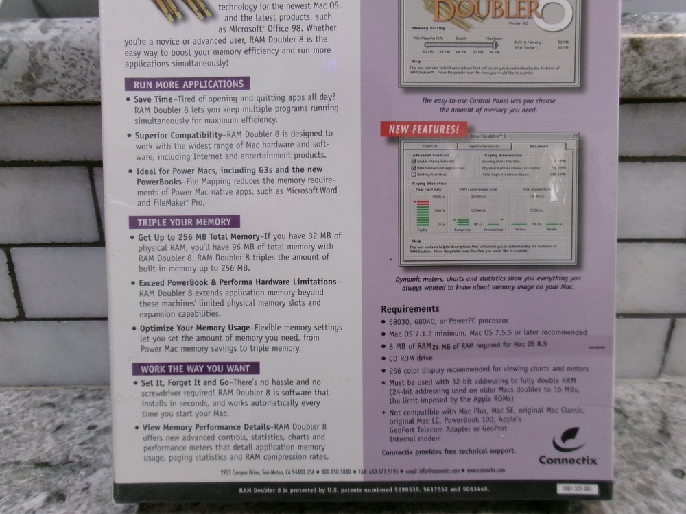 Connectix RAM Doubler 8 Software, Mac OS, Vintage, 1994, Un-Opened