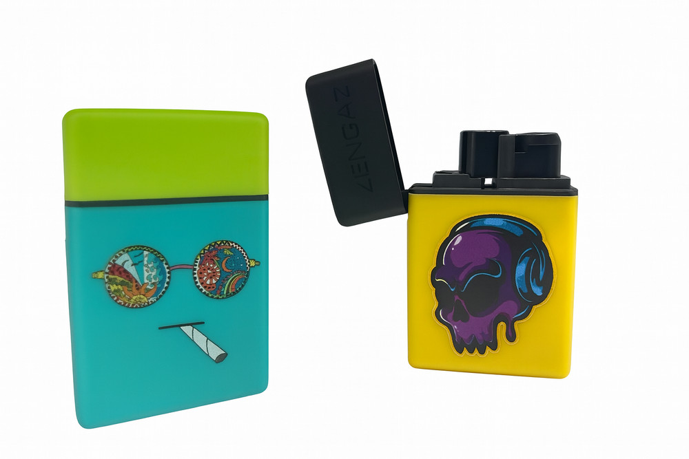 Zengaz Jet Torch Lighter – 2 Count | Mixed Colors & Designs | Refillable