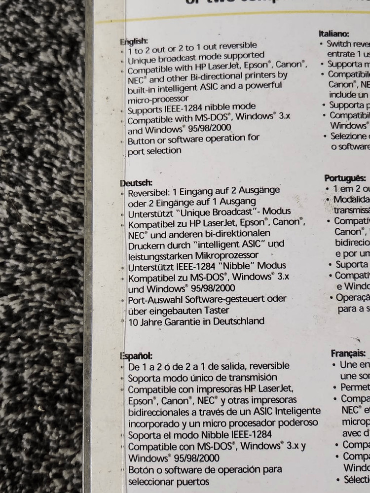 Vintage 2 Port Printer Switch #A76