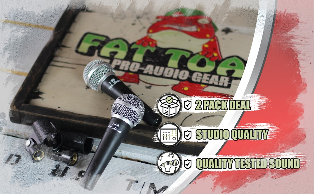 Dynamic Vocal Microphones with Clips (2 Pack) FAT TOAD | Cardioid Handheld