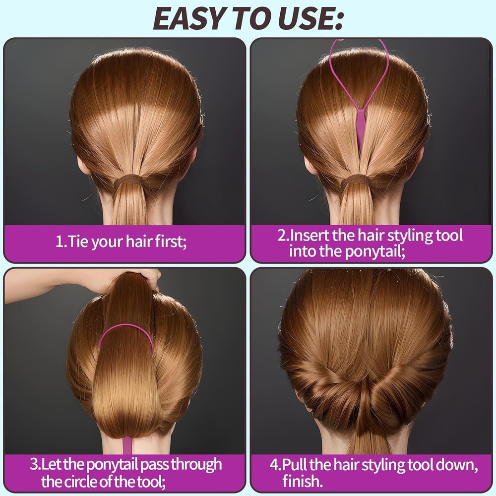 Ponytail Pull Through Tool for All Hair Types Lightweight and Easy to Use