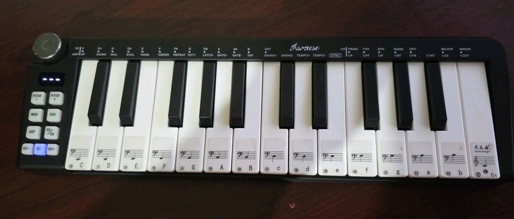 Asmuse AMK-25mini Portable 25-Key Rechargable MIDI Controller Keyboard