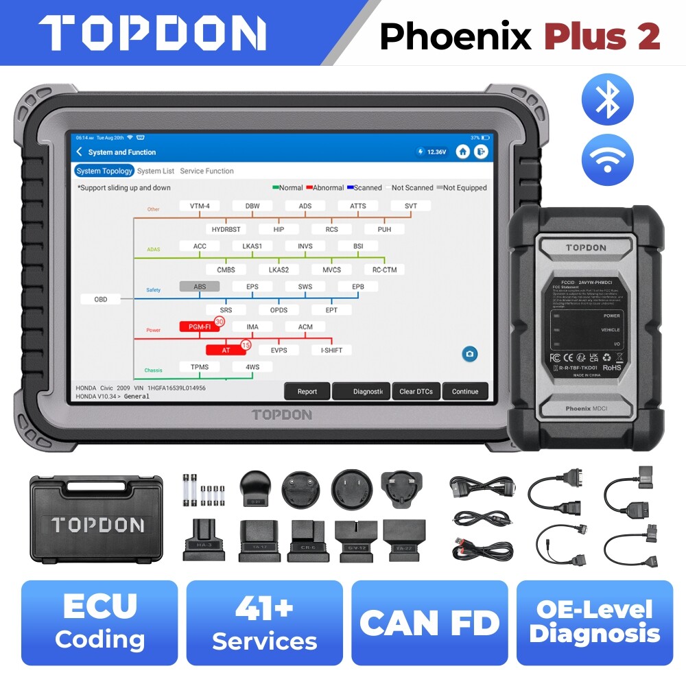 2025 TOPDON Phoenix PLUS 2 OBD2 ECU Coding Full System Diagnostic Scanner Tool