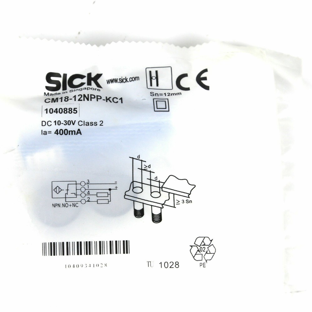 NEW SICK CM18-12NPP-KC1 CYLINDRICAL THREADED CAPACITIVE PROXIMITY SWITCH SENSOR