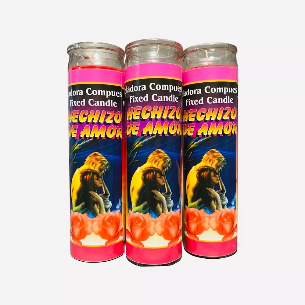 12x Set, HECHIZO DE AMOR Veladora - Love Spell Fixed Candle.