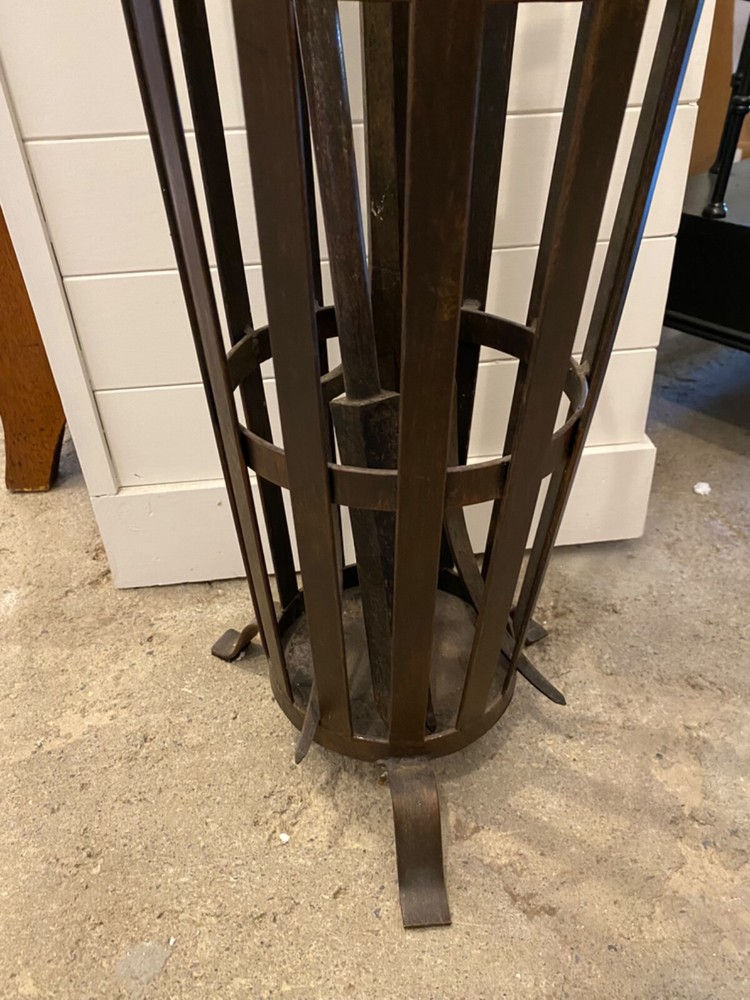 Massive 19th C. Brass & Iron Fireplace Poker & Fork & Iron Stand