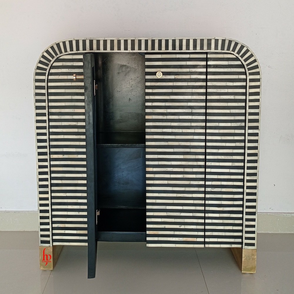 Handmade Bone Inlay Geometric Pattern Buffet| Cabinet for Home and Office Decor