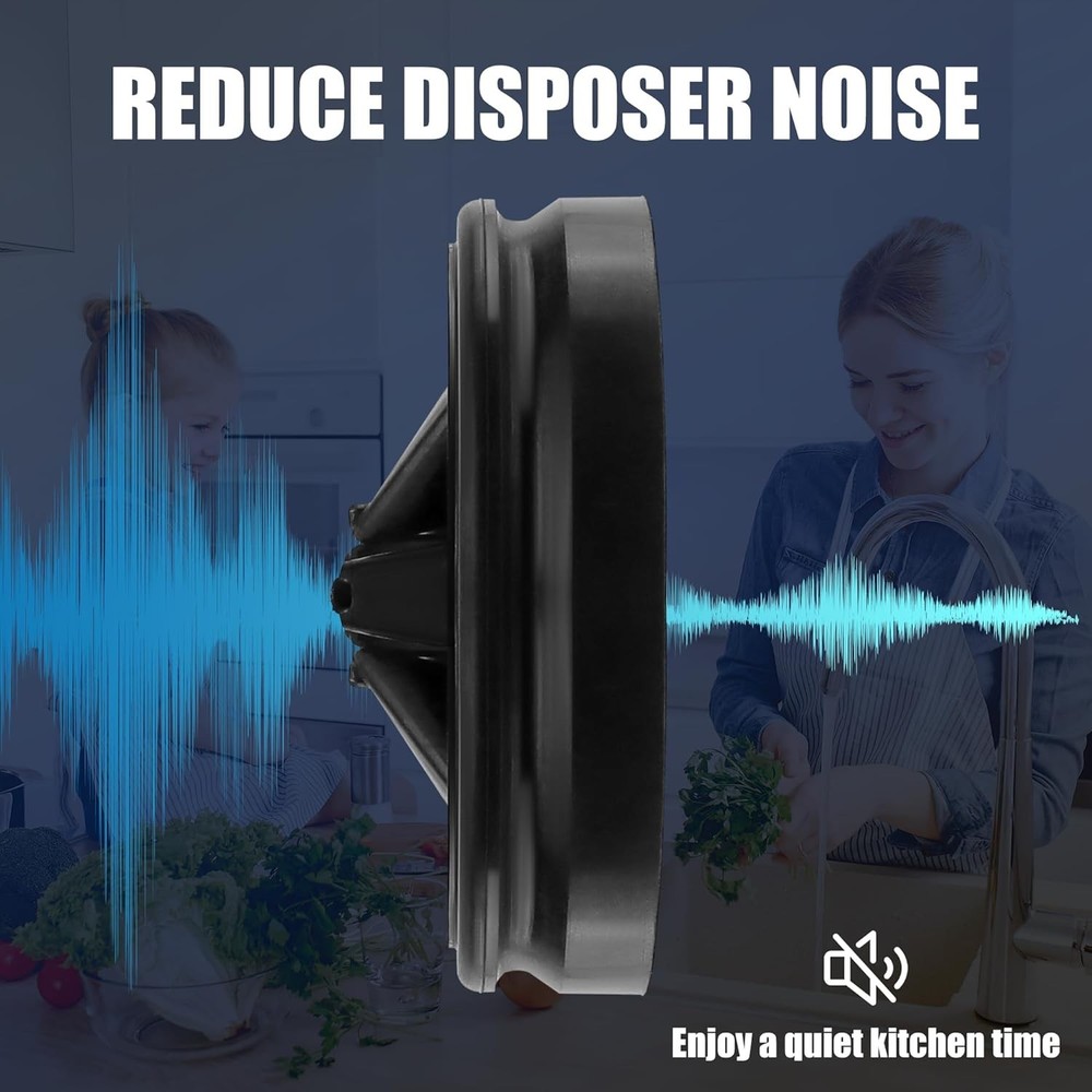 3 3/8" Garbage Disposal Guard with Quiet Collar Design - Deep Black