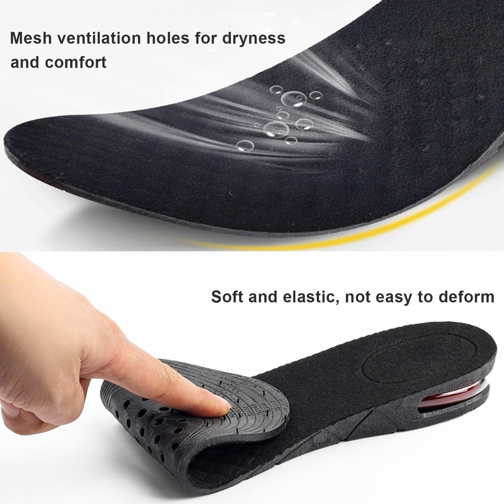 Height Increase Insoles for Men, 4 Layers Shoe Inserts 4-Layer, Black