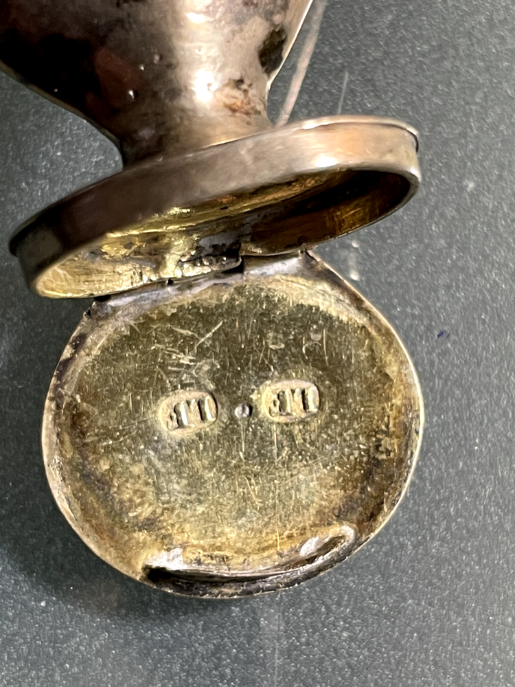 Scandinavian Solid Silver and Gilded Heart-Shaped Vinaigrette or Hovedvandsaeg