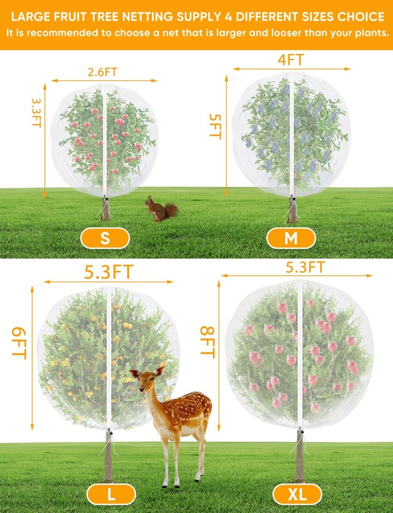 Fruit Tree Netting for Cicadas - with 2Pcs 8Ftx5.3Ft Zipper&Drawstring Protec...