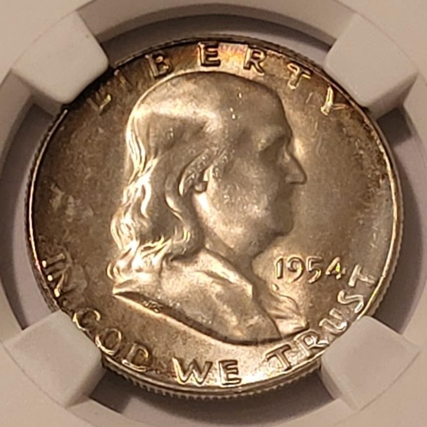 1954 S Franklin Half Dollar Unc MS65+ NGC Toning