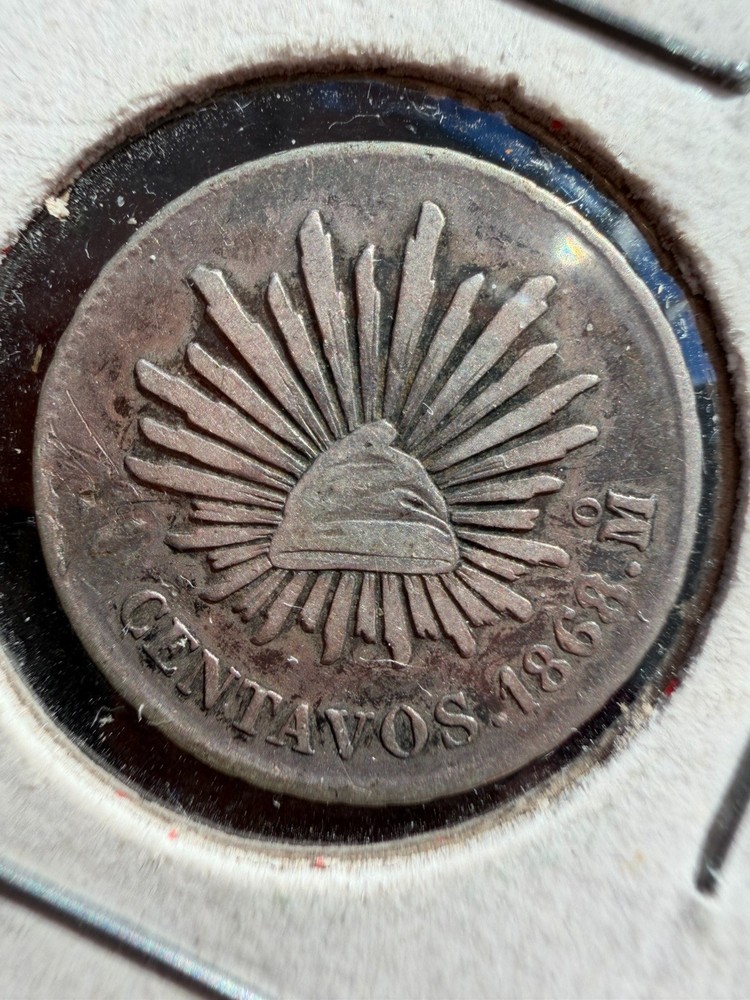 Circulated 1868 Mexico Mo Silver 10 Centavos