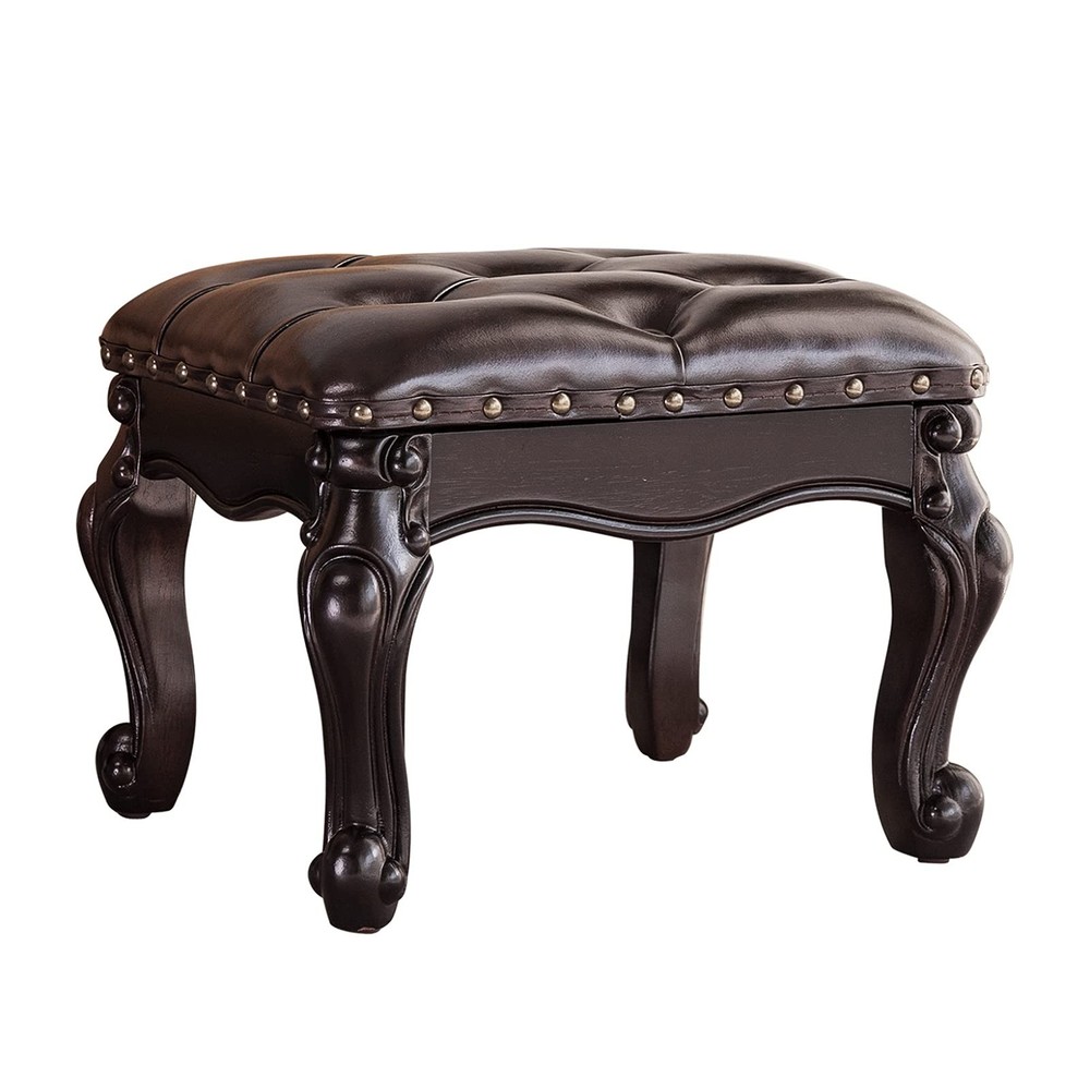 Foot Stool Ottoman Foot Rest Microfiber Leather Upholstered Footstool for Sof...