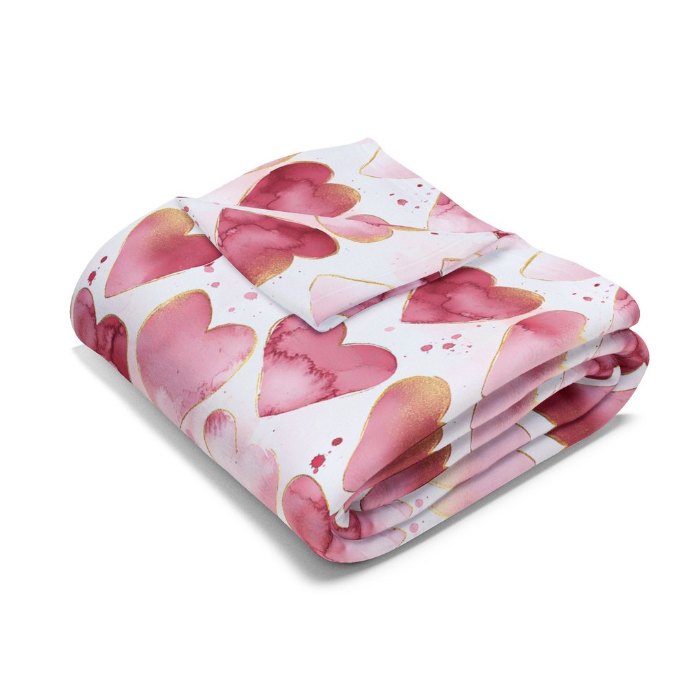 Pink Hearts Arctic Fleece Blanket - Valentine Pattern